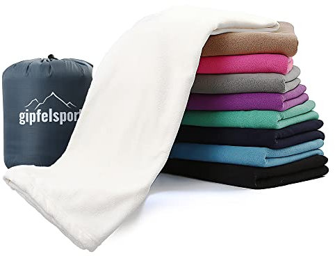 Mikrofaser Fleece Decke mit Schlafsackfunktion I Größe 185 x 150cm, 690 g I Microfaser Camping Deckenschlafsack I weiß