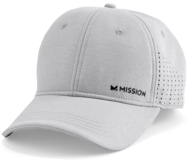 MISSION Cooling UPF Vented Performance Hat - Unisex One Size Cap for Workouts, Golf & Running - Sweat & Water Activated Technology - (Alloy Heather)