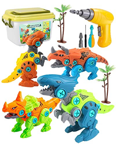 E-SMARTER Take Apart Dinosaur Toys for Boys Girls, Boys Toys with Storage Box & Electric Drill, DIY Construction Build Set Dinosaur Toy, Dinosaur Gifts For Kids Boys Girls Age 3 4 5 6 7 8 9 Year Old