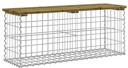 vidaXL Banc de Jardin Design Gabion 103x31,5x42cm Bois de pin imprégné, siège de Jardin, Banc de Parc, Banc de Pique-Nique de Jardin, Banc extérieur
