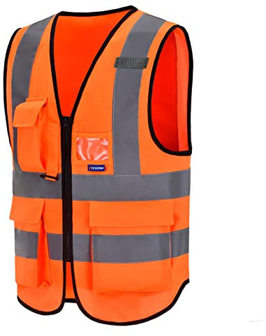 Gilet di Sicurezza Antinfortunistici Alta Visibilità con tasche Giacca da lavoro riflettente ad alta visibilità Gilet riflettente con cerniera