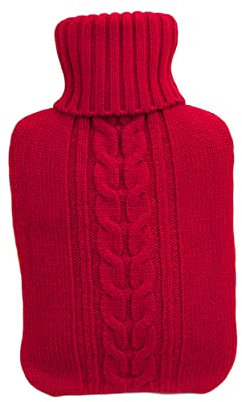 IWOWHERO Housse Bouillotte Tricotée Rouge Douce Et Confortable Protection Anti-brûlure Pour Femmes Couverture Chaude Et Conviviale Pour Bouillottes Eau Chaude