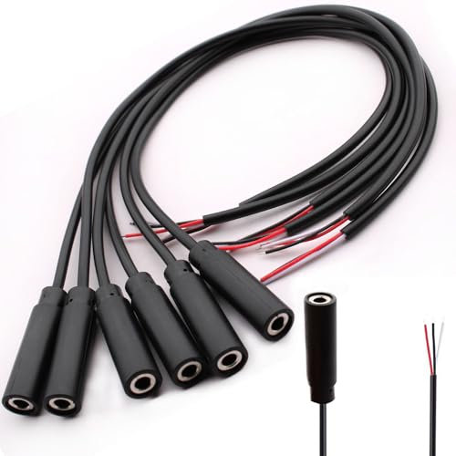 RUNCCI-YUN 6Pcs 3,5mm Buchse zum blanken Draht mit offenem Ende TRS 3-polige Stereo-1/8-Zoll-zum löten 3.5mm mini stereo klinkenstecker Cable for Repairing Audio Kopfhörer Cables(30cm)