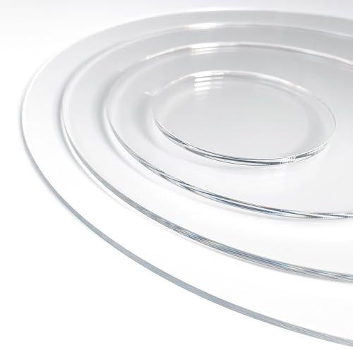 Rond Plastique Transparent 45 cm. Epaisseur 3mm.Plaque Ronde Acrylique Transparent. Disque Verre Acrylique. Cercle Verre Plastique Rigide.
