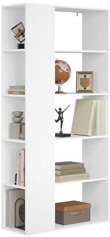 eSituro Bücherregal, Standregal mit 10 Fächern, Aufbewahrungsregal Büroregal, offenes Regal für Wohnzimmer Arbeitszimmer Büro, platzsparend, 78x160x30 cm, Weiß