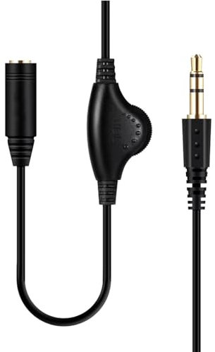 TECHZOCO Audio-Verlängerungskabel, Lautstärkeregler, Stereo-Audiokabel, mit Regler, 3,5 mm, Stecker auf Buchse, Kopfhörerkabel, geeignet für Lautsprecher, Kopfhörer, Handy, Tablet, MP3, 1 m
