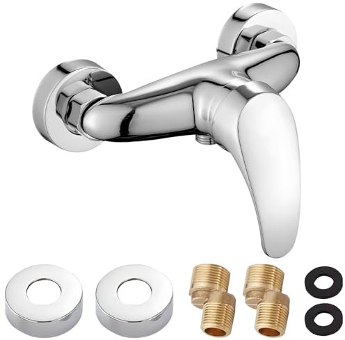 LEKEFETO Mitigeur de douche monocommande - Argenté - Avec bec G ½ - Mitigeur à une main - Noyau de valve en céramique - Montage mural - Pour salle de bain