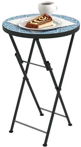 Outsunny Beistelltisch klappbar Mosaiktisch Ø35,5 x 55 cm Blau