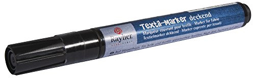 Rayher 35000576 Marqueur Textile couvrante, Pointe Ogive 2 4 mm, avec Valve, Noir