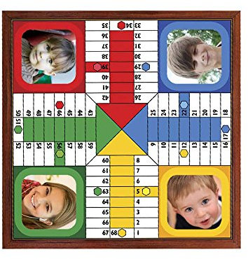 Parchís Personalizado con Fotos, para 4 Jugadores, tamaño Grande - 38.5 x 38.5 cm