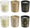 The Candle Factory BO5134 Bougies parfumées Home déco art Coffret de 6 assorties Senteur vanille Pots verre Doré noir et transparent H5,5 x 14,6 x 18,6 cm