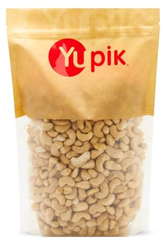 Yupik Roasted Unsalted Whole Cashews, 2.2 lb (35.2 oz), Gluten-Free, Kosher, Vegan, Crunchy Nuts, Lightly Roasted, No Added Salt, Source of Protein & Iron, Savory Snacks