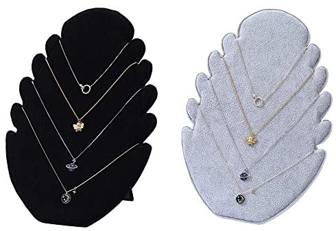 xutong 2 Pezzi Espositore per Collana, Porta Collane Espositore,con 5 Fessure per Catena,per Appendere collane, portagioie, Porta Organizer per Gioielli, (Nero,Grigio)