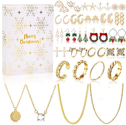 MJARTORIA Schneeflocke Schmuck Adventskalender 2025 Weihnachtskalender für Frauen Damen Weihnachten Countdown Adventskalender, mit 24 Überraschungen Weihnachten Geschenk