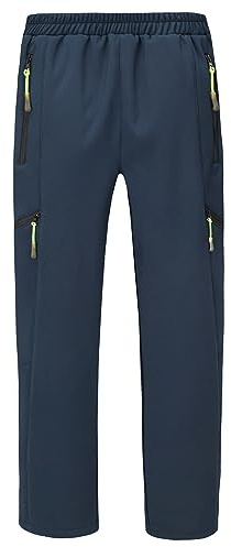 CAMLAKEE Pantalons Imperméables Garçons Pantalon en Polaire Thermique Softshell pour Enfants Filles Hiver en Plein Marin 13-14 Ans, 170