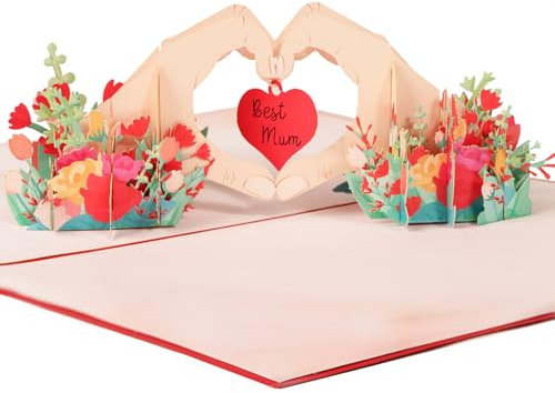COLOFALLA Pop Up Karte Muttertag Geschenk 3d Muttertagskarte Pop Up Karte Herz aus zwei Händen Vatertagskarte Liebe Karten 3d für Verlobung Jubiläum Geburtstag Valentinstag