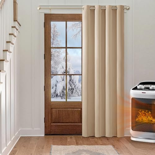 MIULEE Rideaux Occultant Beige 140x245cm 1 Pièce à Oeillets-Rideaux Opaque Doux et Esthétiques Rideau Thermique Isolant Anti Froid Chaleur