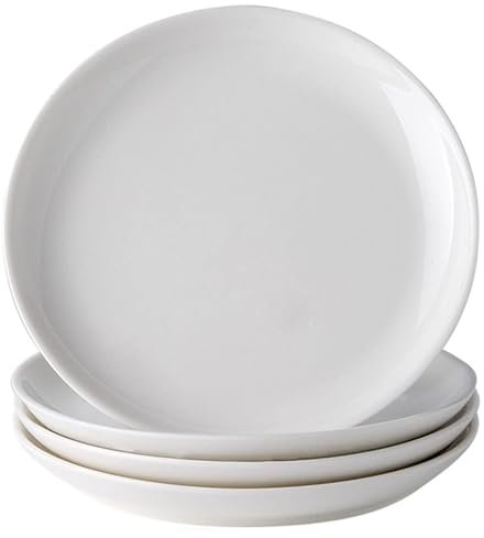 XINLTC 4-Piece Ceramic Appetizer Plates 5.6 Inch, Small Mini Dessert Plates Dinner Plates, Lightweight Round White Plates for Bread, Butter, Dinnerware Saucer Sets, 2U-MBP4-212U