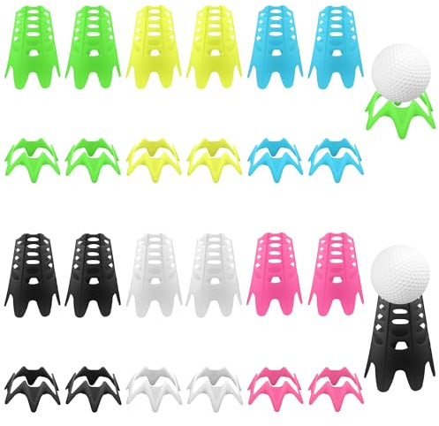 PEUTIER 24pcs Practice Golf Tees, 12 Tall & 12 Small Plastic Golf Tees Indoor Golf Mat Tees Golf Simulator Tees Golf Training Accessories for Golfers Golf Lovers (6 Colors)