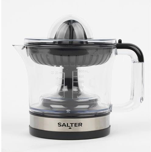 Salter Spremiagrumi Elettrico - Estrattore di succo di agrumi freschi, caraffa dosatrice da 600 ml, senza BPA, 2 coni di spremitura, filtro regolabile e controllo della polpa, EK5025FVDE