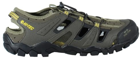HI-TEC - Sandalias Deportivas Hombre Verano MILLARES | Sandalias Trekking Hombre, Senderismo, Punta Cerrada | Ligeras, Cómodas, Ideales para Exterior, Montaña, Playa | Olive/Taupe/Golden Palm, 41