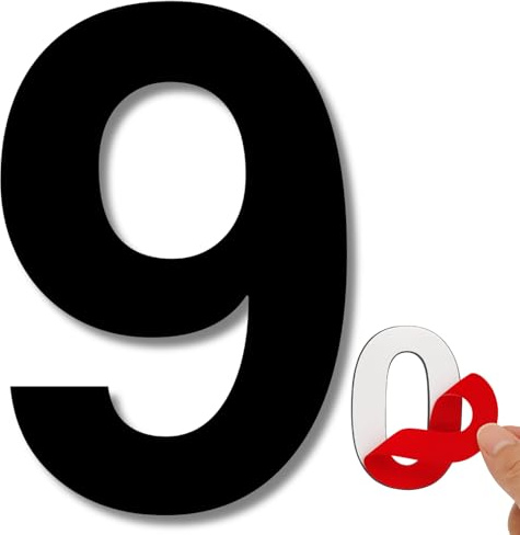 LEIASA | Número Adhesivo Casa - 100 mm - Acero Inoxidable 304 - Nº 9 - Número Apartamento Hotel - Enumeración Puertas - Número dirección - Exterior e Interior - Número 9 (9, 100 mm)