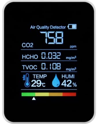 Herramienta de detección de dióxido de carbono, dispositivo de monitoreo de calidad del aire, detector de monitor portátil, monitores HCHO TVOC en tiempo real, monitor de aire silencioso inteligente