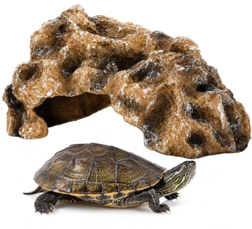 Reptile Hide Cave Hideout Ornament, Decor Accessory for Lizard, Gecko, Snake, Turtle, Hermit Crab, Frogs, Amphibians