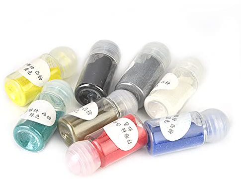 OVAQUIXI 8 Färger Embossingpulver Set 10 Ml Varje med Värmepistol Kompatibel för Korttillverkning Scrapbooking Papperspyssel -projekt