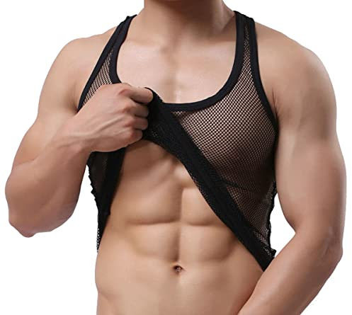 Herren Shirt Netzhemd Netzshirt ohne Arm Ringershirt (3XL)