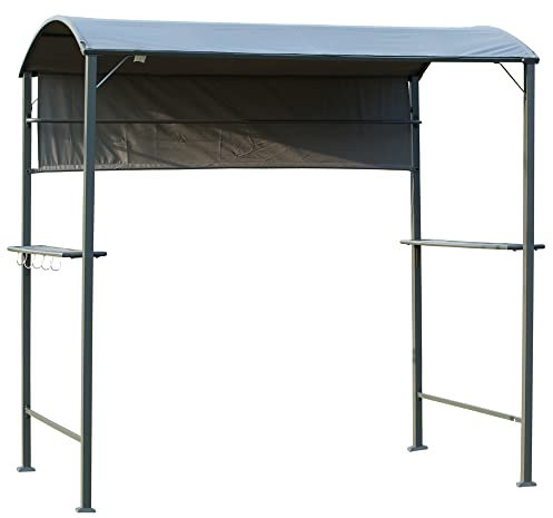 Outsunny 2.2 x 1.4m BBQ Shelter, Outdoor Grill Gazebo Canopy with Shelves, Hanging Hooks, and Metal Frame, for Garden Patio Backyard