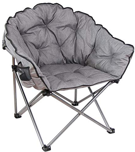 MacSports C932S-129 Padded Cushion Outdoor Folding Lounge Patio Club Chair, Gray