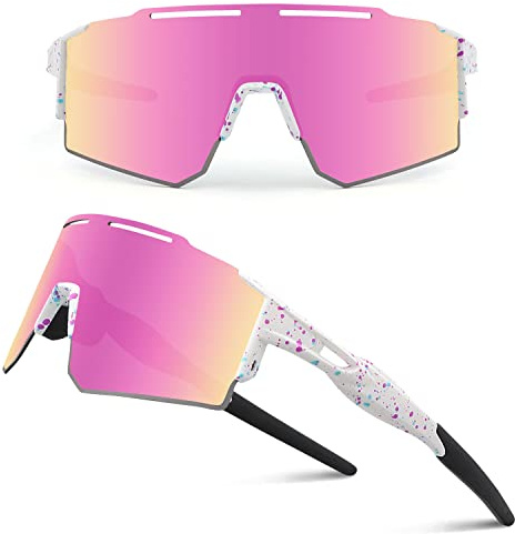 Ukoly Cycling Sunglasses with Interchangeable Nose Pad Men Women,Sports Sunglasses,Fishing Baseball Glasses