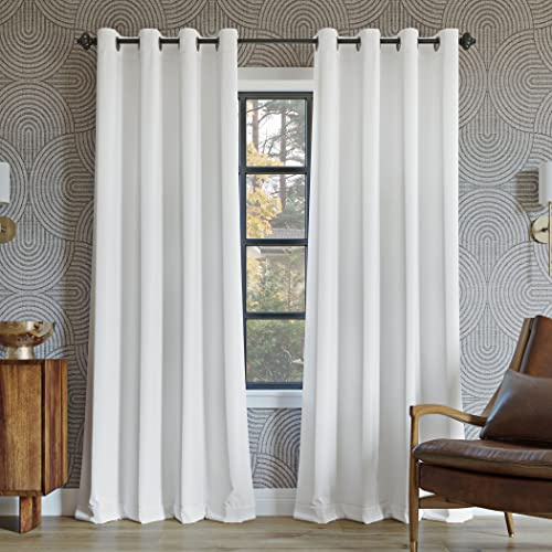 Sun Zero Nordic 2-Pack Theater Grade Noise Reducing Extreme 100% Blackout Grommet Curtain Panel Pair, 52 x 108, White