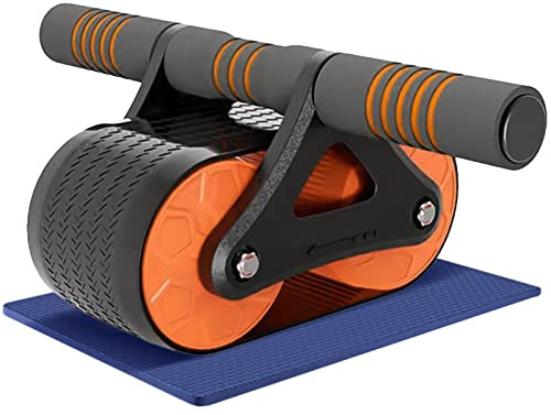 LAPONO Rueda Abdominal Rodillo Abdominales,Equipo de Entrenamiento Básico Ab Rodillos ABS Rebote Automatic y Doble Rueda con Alfombrilla Para Deporte En Casa Equipo De Núcleo Ejercicio (Naranja)
