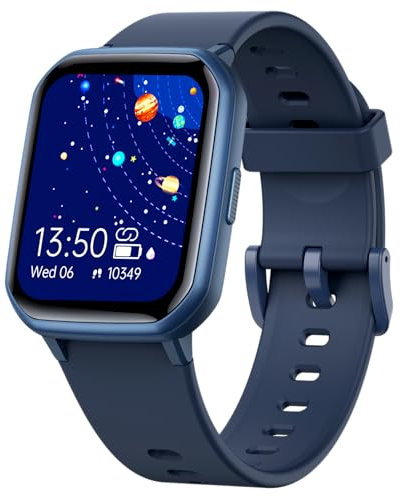 Kids Smart Watch for Boys,IP68 Waterproof Kids Fitness Tracker Watch with 1.5 Inch DIY Face,Heart Rate Sleep Monitor,19 Sport Modes,Calories Counter,Alarm Clock,Great Gifts for Children 6+ (Blue)
