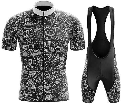 Ropa Ciclismo Hombre Verano Maillot Bici MTB Manga Corta Conjunto Ciclista,Traje Bicicleta Camiseta Ciclo y Culotte Tirantes con 19D Gel Acolchado,Completa Jerseys Transpirable Secado Rápido(9,L)