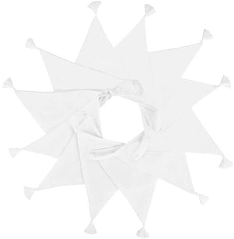 G2PLUS 3.3M Blanc Fanions Guirlande de Fanions Blanc en Tissu Bannière Vintage Banderole Triangle pour Anniversaire,Mariage,Fête Décoration