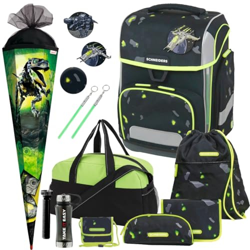 Generisch Schneiders Ergolite Schulranzen-Set für Jungen (13 tlg. mit sporttasche, Tüte und Brustbeutel, Outer Space)