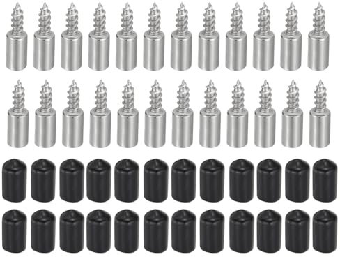 PATIKIL Shelf Support Pegs Nails, 24pcs Shelf Pins with Anti-Slip Rubber Sleeve, Pegs for Shelves for Kitchen Cabinet, Cupboard, Bookcase, Closet and Glass Case,Black