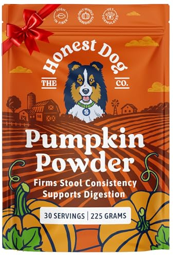 100% Pumpkin Powder for Dogs (225 Grams, 30 Servings) - Delicious Pumpkin Puree - Fibre for Dogs - Stool Firm - Canned Pumpkin Alternative - Made in UK - Honest Dog Co.