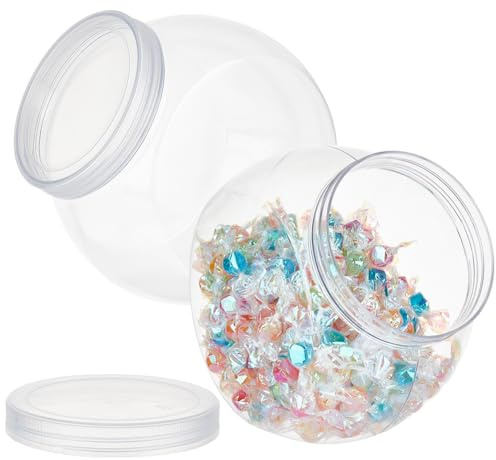 OLYCRAFT 2 st runda godisburkar i plast 2,1 L / 80 oz genomskinliga kakbehållare plast kakburkar med lock genomskinliga godisbehållare för tvätt tvättmedel kök buffé mellanmål visa festbar -11 x 18 x