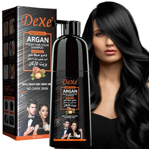 Instant Black Hair Shampoo 420ml - Semi-Permanente schwarze Haarfarbe Shampoo für natürliches Haar, hält 30 Tage, schnell wirkende Formel für Männer & Frauen (Natural Black)
