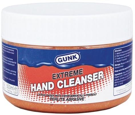 Granville Gunk Extreme Hand Cleanser – 500ml | Heavy Duty Citrus Hand Cleaning Gel with Safe Perlite Exfoliant | Powerful Dirt – Grease – & Grime Removal | Skin-Softening Formula with Lanolin