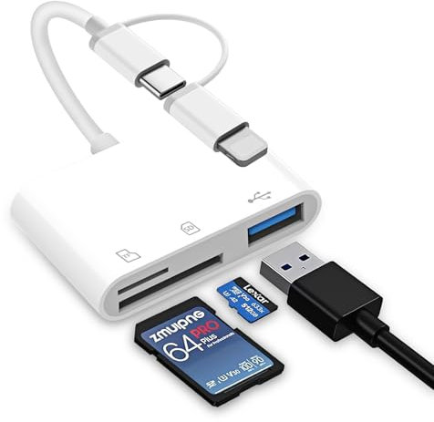 【Apple MFi Certified】SD Card Reader for iPhone, Lightning to SD Card Reader, Camera Adapter to iPhone, SD to i-Phone Adapter, SD Reader for i-Phone 16, 15, 14, iPad, MacBook