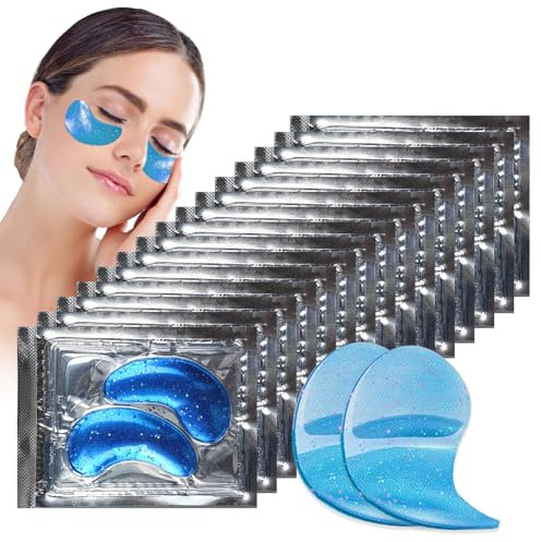24 paires Patches Yeux,Doré œil Mask, Masque Sous les Yeux, Patchs de Gel Sous pour les Yeux au Collagène,coussinets en gel pour les yeux contre les poches et les ridules(Bleu)