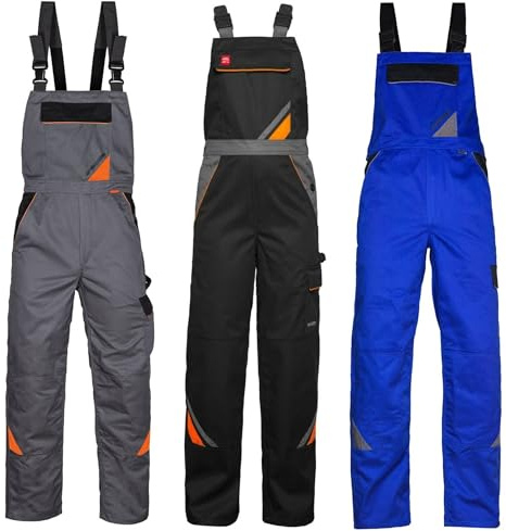 Art.Master Latzhose Herren Grau Größe 50 - robuste Herren Arbeitslatzhose mit Stretchbund Kniepolstertaschen und Werkzeugtaschen - Arbeitshose für BAU Elektroinstallation Logistik Industrie Freizeit