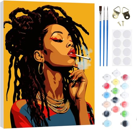 RICUVED Mujer hermosa Pintura por Números para Adultos y Niños 20x30cm -Kit DIY con Marco de Madera, Pinturas al Óleo, Pinceles y Bandas Magnéticas para Decorar Tu Casa