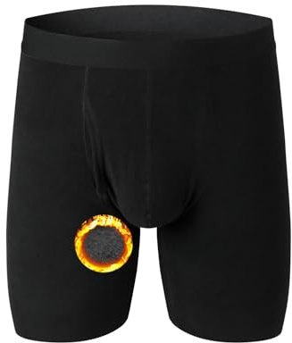 BeulviK Mens Long Leg Boxer Briefs Winter Warm Fleece Lined Long Underwear Pants Bottom Cold Weather Base Layer Black