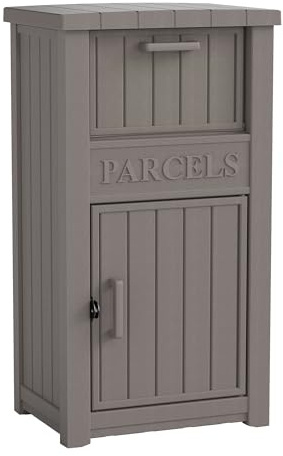 WTFGO Package Delivery Box for Outside, Large Lockable & Weatherproof Anti-Theft Parcel Drop Box for Porch, Curbside, House Storage, Gray(60 Gallon)